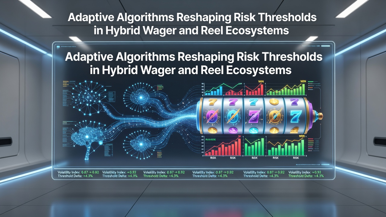 Visual representation of adaptive algorithms adjusting risk thresholds across interconnected wager and reel platforms