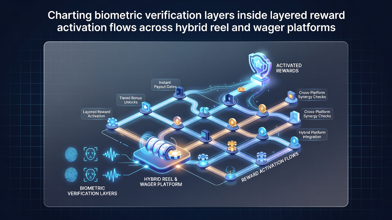 Biometric verification layers diagram integrated into reward activation flows on hybrid reel and wager platforms