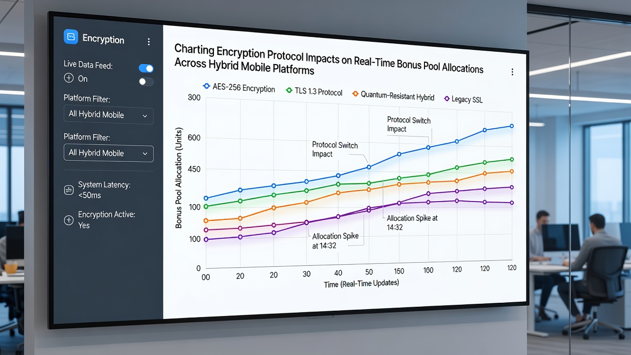 Diagram showing data encryption layers affecting bonus pool synchronization on iOS and Android hybrid platforms