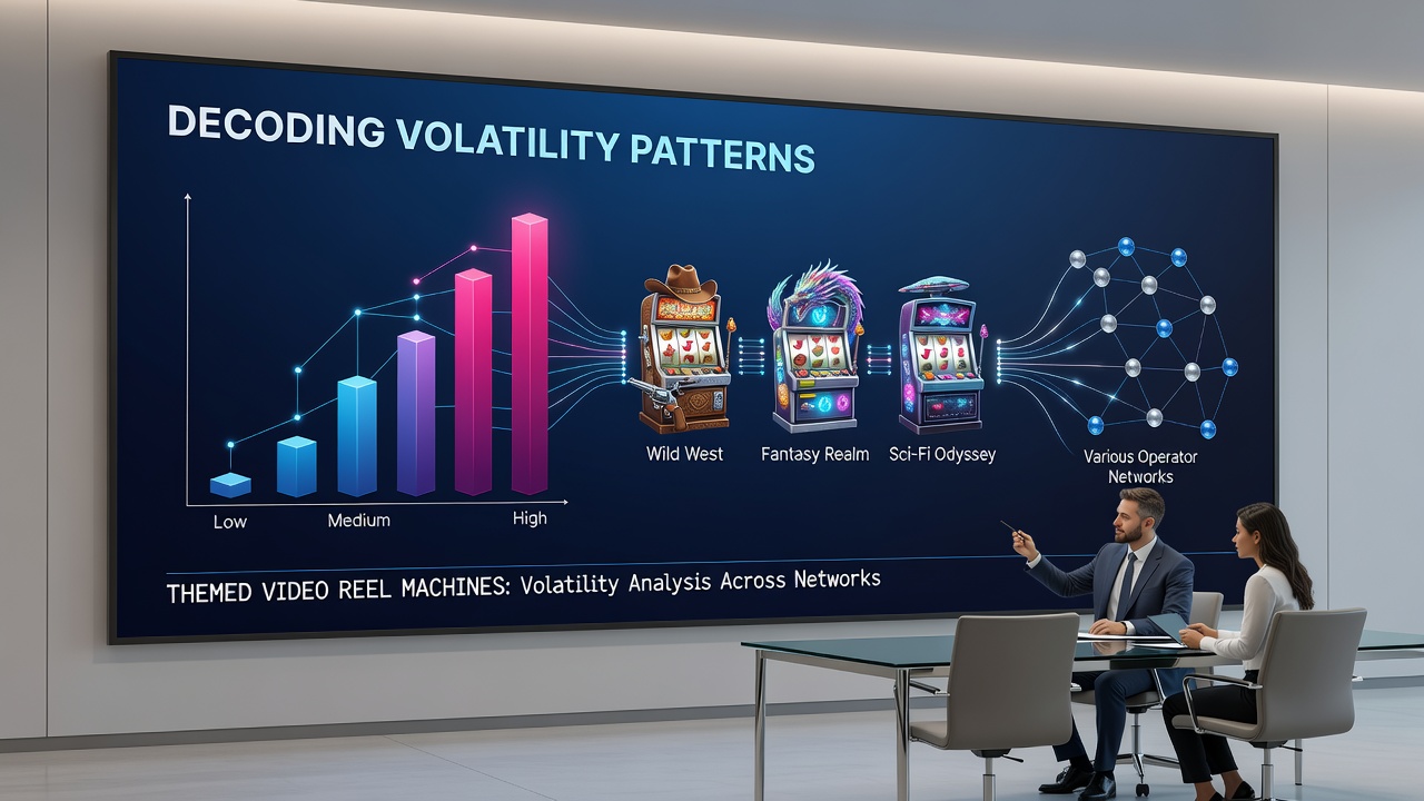 Network dashboard showing volatility heatmaps for themed reel titles
