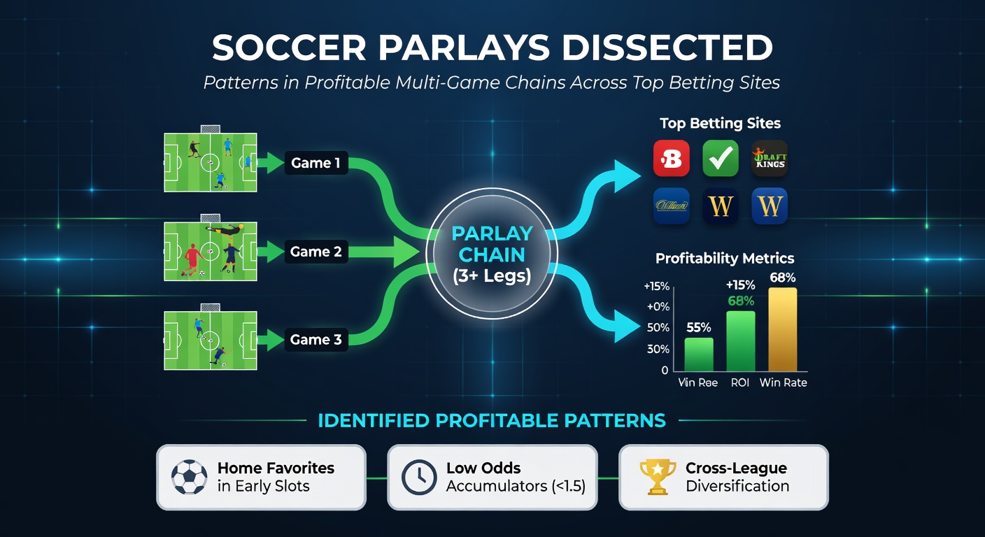Data chart illustrating ROI trends in soccer parlay chains across major leagues, with highlighted profitable patterns from 2025-2026 seasons